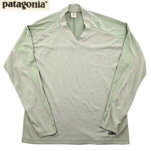 Patagonia Vintage Made USA Base Layer Long Sleeve Thermal Shirt Green Men Large